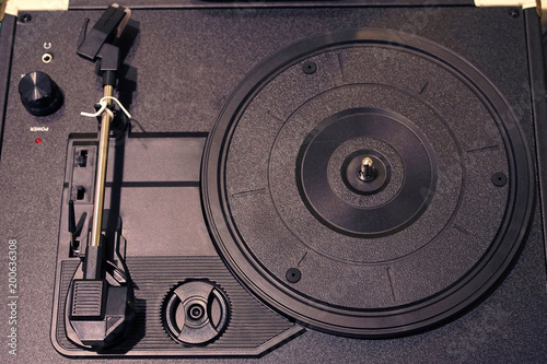 A above view of a DJ turntable. photo