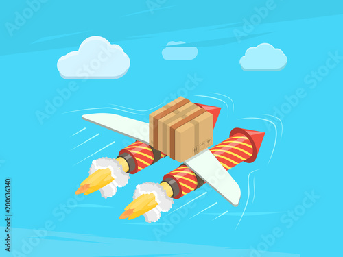Fast deliery flat isometric vector concept.