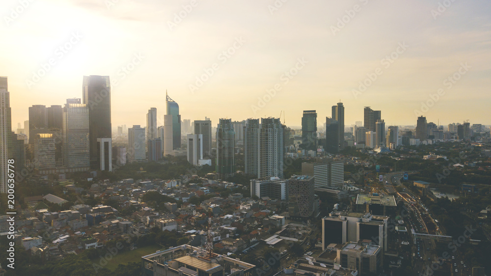 Beautiful Jakarta city at sunset time