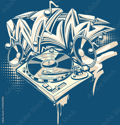 Music design - turntable and graffiti arrows