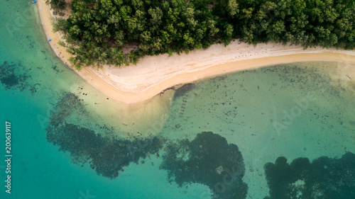 Aerial photograph of beautiful sea landscape and beach with copy space (photo from drone)