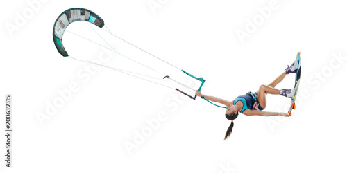 kite surfing isolated on white