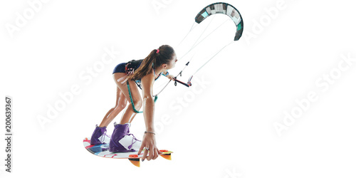 kite surfing isolated on white