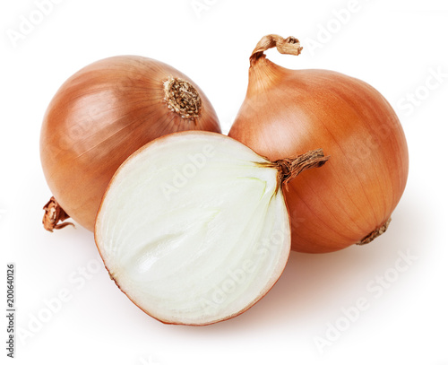 Bulbs of onion isolated on white background with clipping path