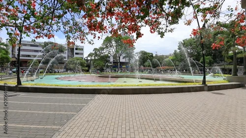 Pereira Colombia march 2018 In the lake park of Pereira people can sit down admiring the fountain's water games. photo