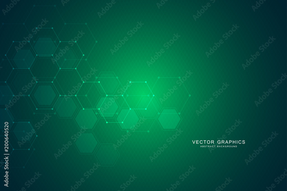 Technology background with hexagons. Molecular structure and chemical compounds. Technology background with hexagons. Molecular structure and chemical compounds.