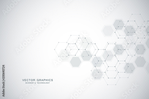Medical background or science vector design. Molecular structure and chemical compounds. Geometric and polygonal abstract background.