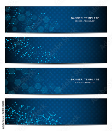 Science and technology banners. Molecular and chemical structure. © berCheck