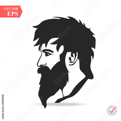 Man with beard variations silhouette. Fashion silhouette hipster style,