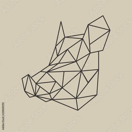 Origami polygonal line style head of boar. Vector illustration.