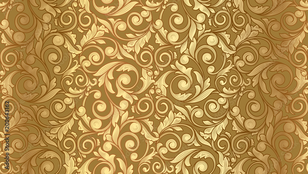 Golden seamless retro pattern