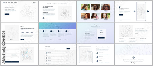 Vector templates for website design, minimal presentations, portfolio. UI, UX, GUI. Design of headers, dashboard, contact forms, features, pricing, e-commerce page, blog etc. Social network concept.