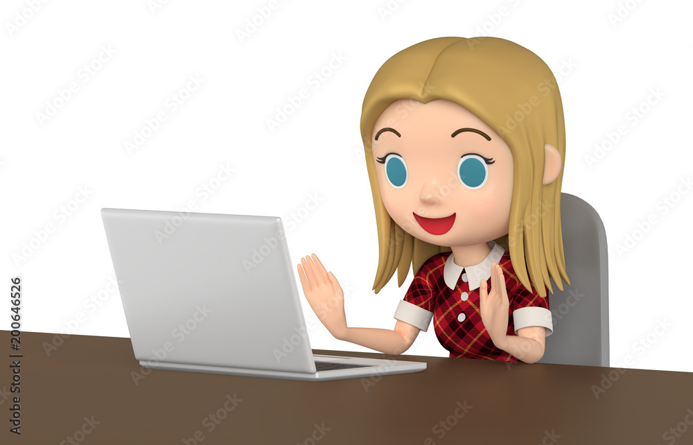 3D illustration character - A woman wearing a red dress has an explanation. 3D illustration character - A woman wearing a red dress has an explanation.
