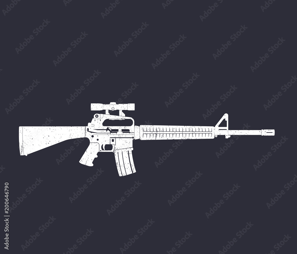 5.56 mm assault rifle, automatic gun with optical scope 5.56 mm assault rifle, automatic gun with optical scope
