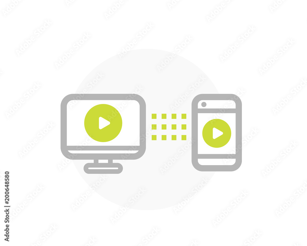 play video, screen mirroring with TV and smartphone vector icon play video, screen mirroring with TV and smartphone vector icon