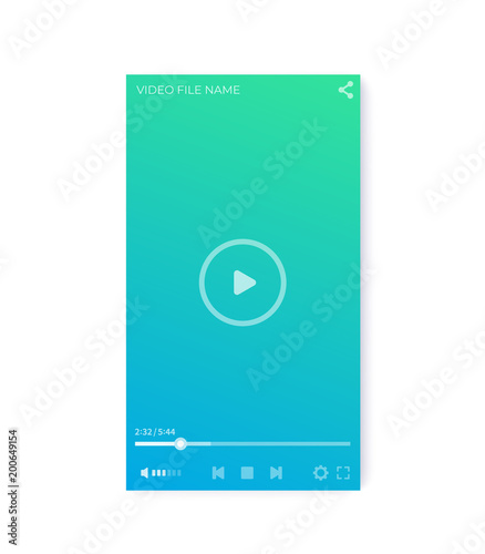 video player interface, vector ui design, vertical orientation