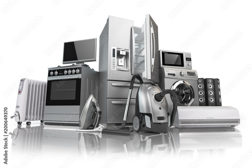 Home appliances. Set of household kitchen technics isolated on white  background. E-commerce online internet store of appliances. Stock  Illustration | Adobe Stock