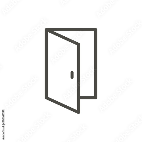 Open door icon vector. Outline entry. Line door symbol.