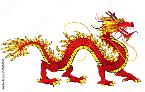 Chinese dragon. Hand drawn vector illustration isolated on white background.