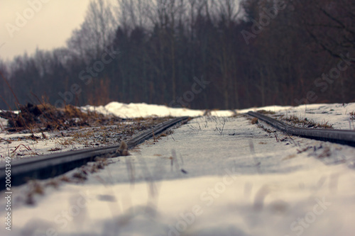 railroad in snow photo