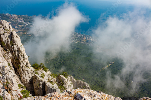The south coast of Crimea. At the top of the Ai-Petri mountain, Crimea. Above the precipice 
