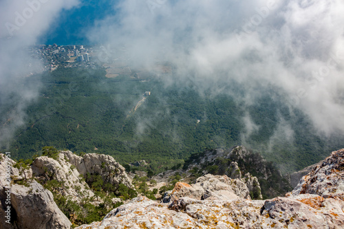 The south coast of Crimea. At the top of the Ai-Petri mountain, Crimea. Above the precipice 