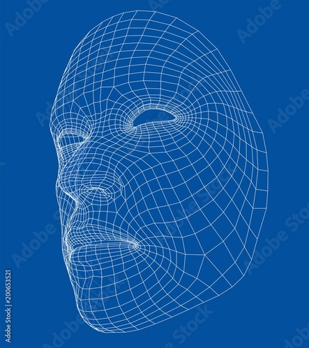 Wire-frame abstract human face