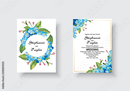 Wedding Invitation, floral invite thank you, rsvp modern card Design: green tropical palm leaf greenery eucalyptus branches decorative wreath frame pattern. Vector elegant watercolor rustic template