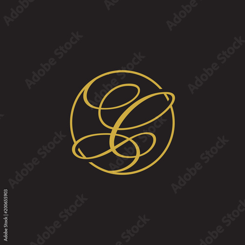 initial letter logo script circle gold
