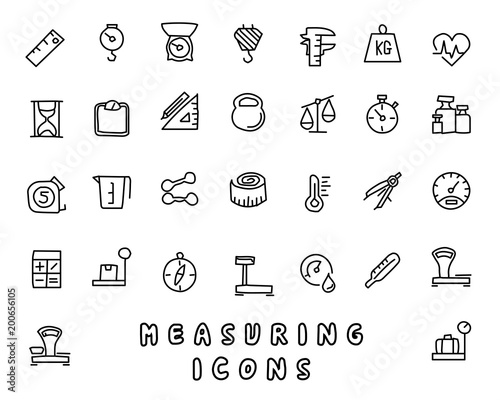 measuring hand drawn icon design illustration, line style icon, designed for app and web