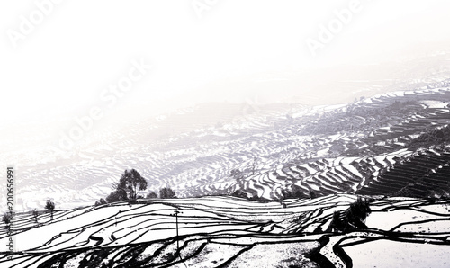 Chinese ink painting farm