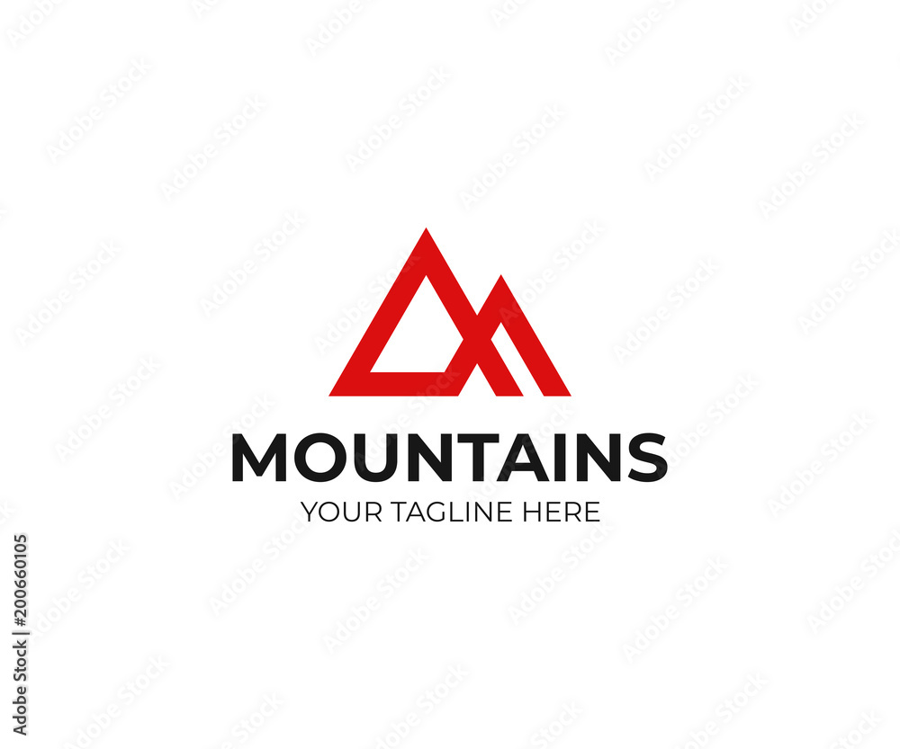 Abstract mountains logo template. Triangle mountain peak vector design. Top of the mountain logotype Abstract mountains logo template. Triangle mountain peak vector design. Top of the mountain logotype