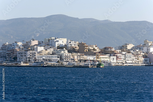 Agios Nikolaos harbour viewed from the Gulf of Mirabello, Crete, Greece © petert2