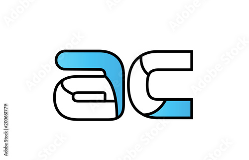 black blue alphabet letter ac a c logo company icon design