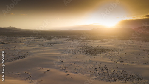 aerial view of desert with dunes