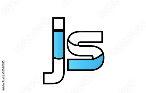 black blue alphabet letter js j s logo company icon design