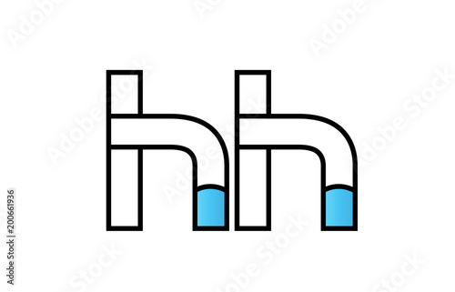 black blue alphabet letter hh h h logo company icon design