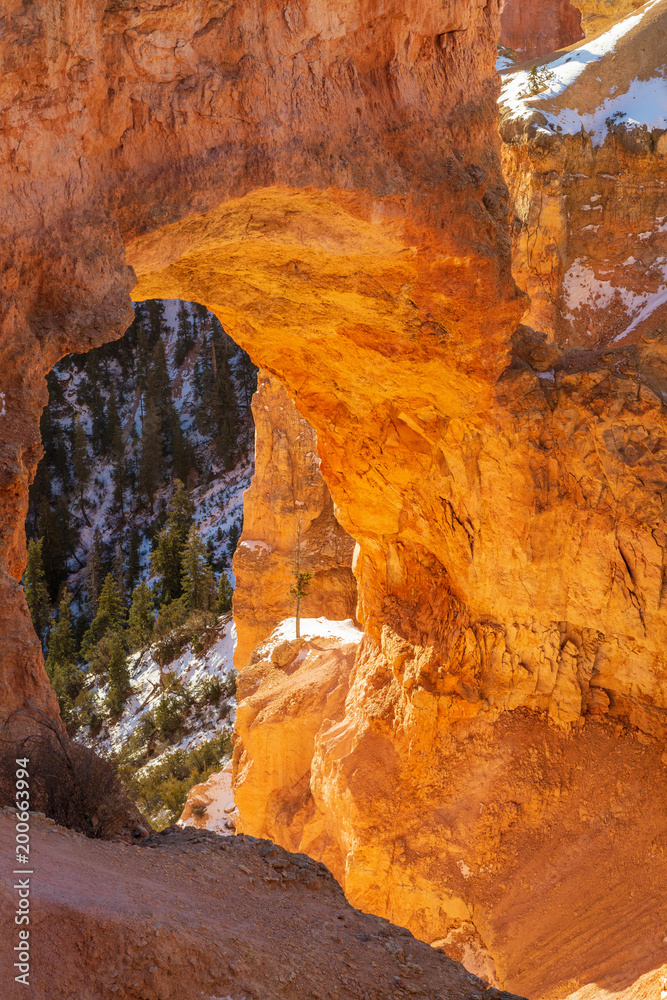 Natural Arch Bryce Canyon National Park Utah in Winter