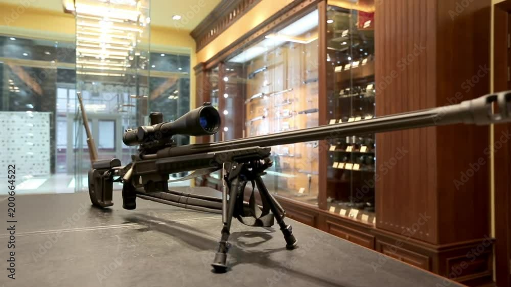 Tactical sniper rifle with bipod Stock ビデオ | Adobe Stock