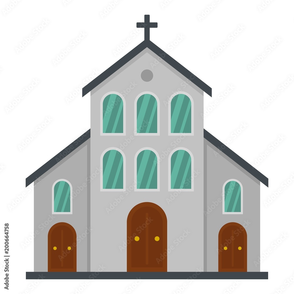 Catholic church icon. Flat illustration of catholic church vector icon for web