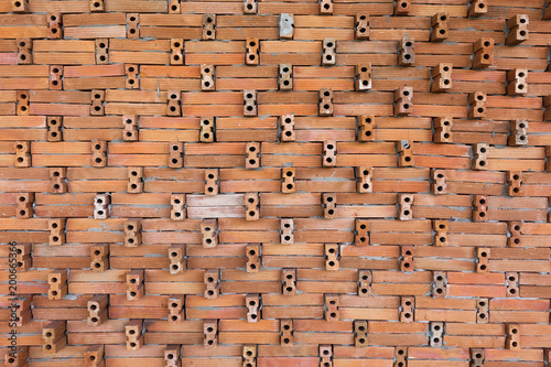 Burned Red Dot Bricks Wall