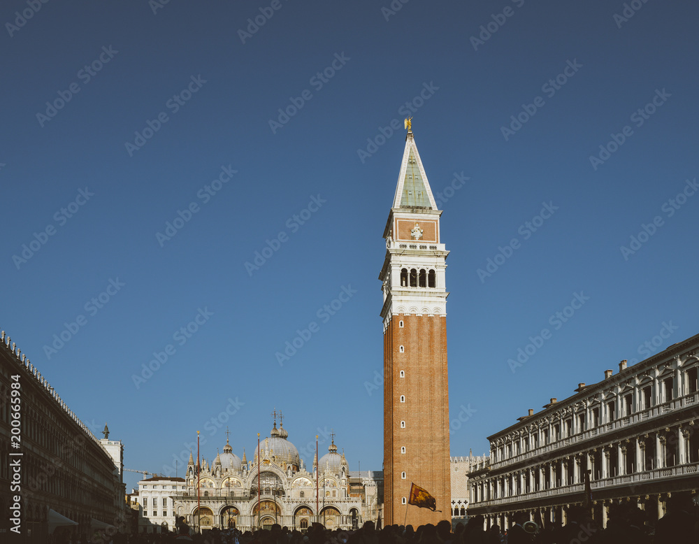 San Marco square with Campanile and Saint Mark's Basilica. The main square of the old town. Venice, Italy