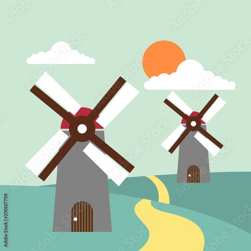 Sunny day landscape illustration