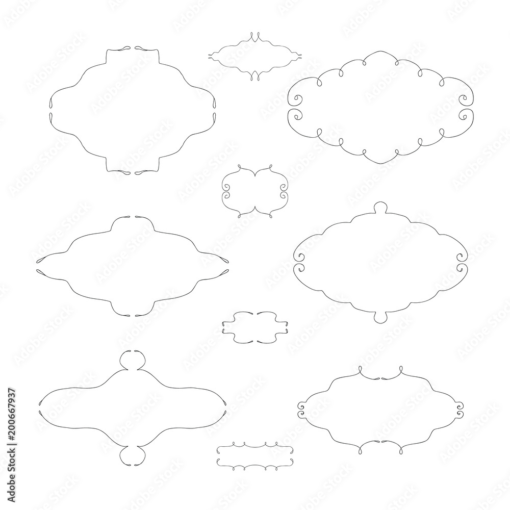 Line frames templates. Elegant and simple design for logo, restaurant, wedding shop, jewelry, fashion. Vector illustration
