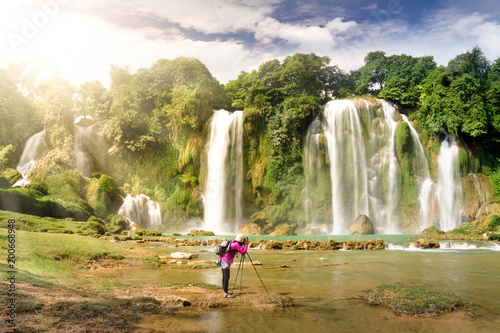 Ban Gioc Waterfall(Veitnam name) or Detian waterfall(Chinese name) Waterfall is the most magnificent waterfall in Vietnam, located in the border of Guangxi, China and Cao Bang , Vietnam.