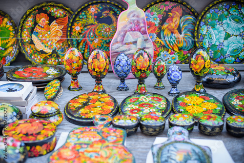 Handmade crafts in the bazaar in the city 