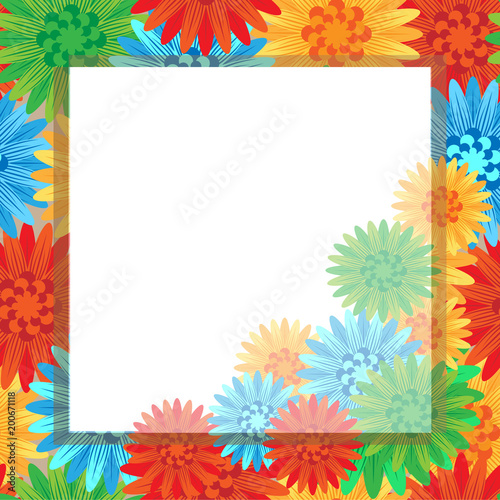 Abstract bright flowers. Seamless background pattern. For tiles and banners. Mockup for writing cards. Vector illustration.