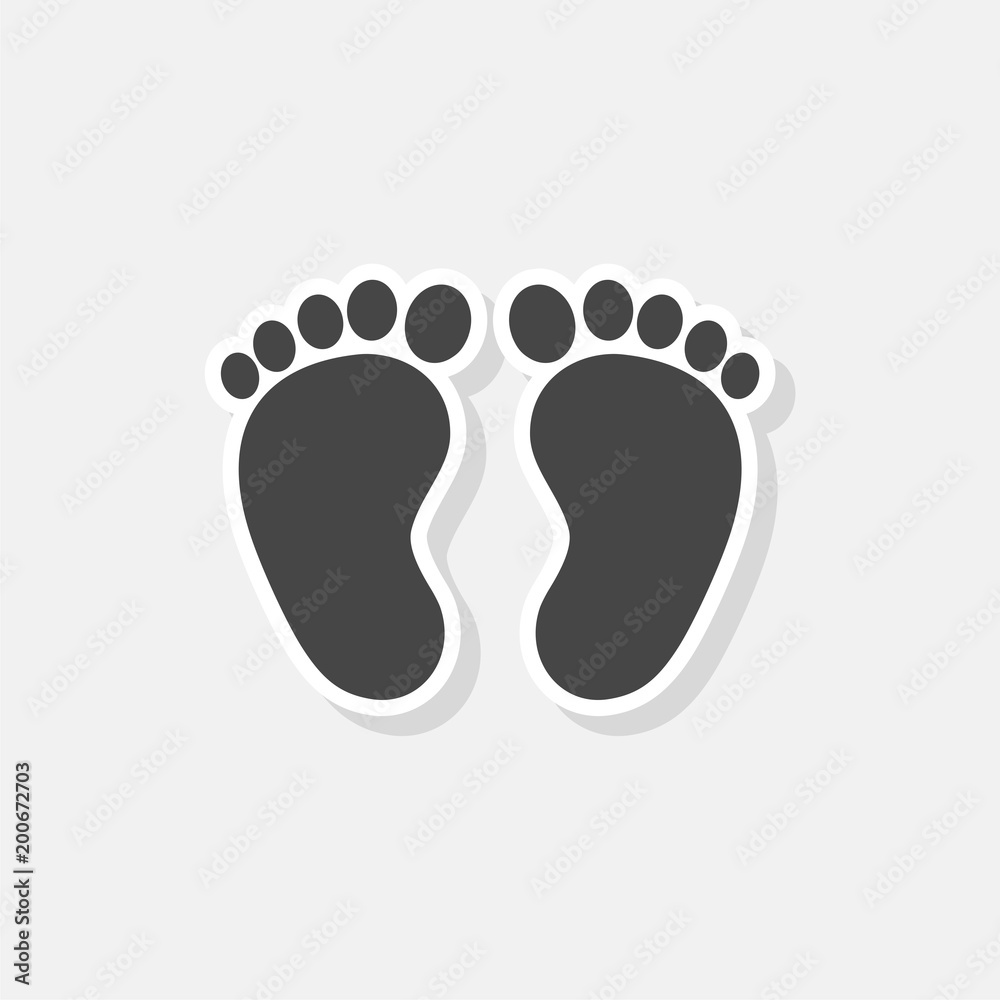 Two baby footprint sticker, simple vector icon Two baby footprint sticker, simple vector icon