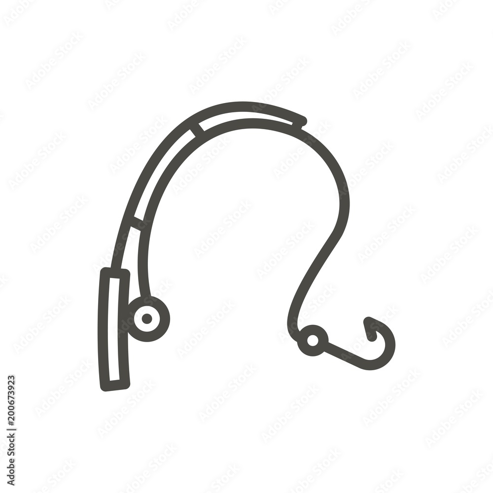 Fishing rod icon vector. Outline enjoy. Line fishing symbol. Fishing rod icon vector. Outline enjoy. Line fishing symbol.