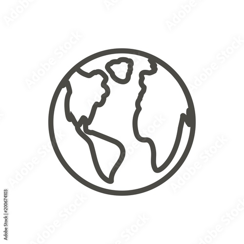 Earth Icon Vector Outline World Globe Line Planet Symbol Stock Vector Adobe Stock